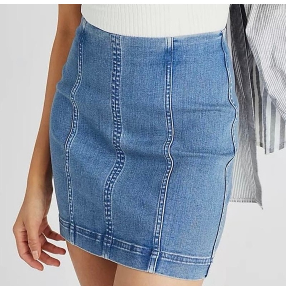 Free People Denim Mini Modern Femme Skirt